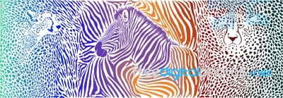 Animals Color Background - Pattern With Zebra And Cheetahs Motif… Stock Image Animals Color Background - Pattern With Zebra And Cheetahs Motif… Stock Image