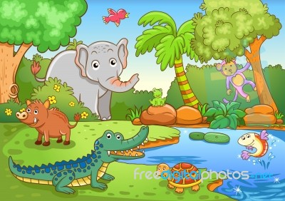 Animals In Forest Stock Image