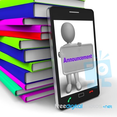 Announcement Phone Shows Message Notice Or Report Stock Image