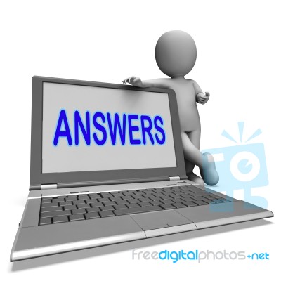 Answers Laptop Shows Faq Assistance And Help Online Stock Image