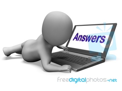 Answers Laptop Shows Faqs Answer And Help Online Stock Image