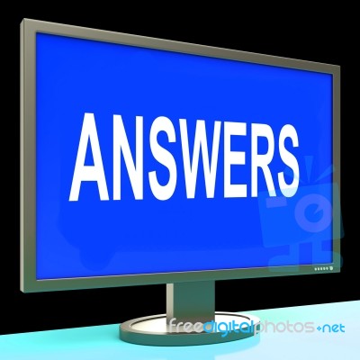 Answers Screen Shows Support Assistance And Help Online Stock Image