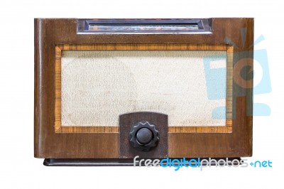 Antique Radio Isolated On  White Stock Photo