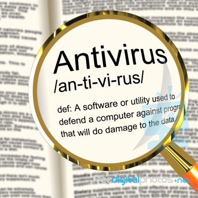 Antivirus Definition Magnifier Stock Image