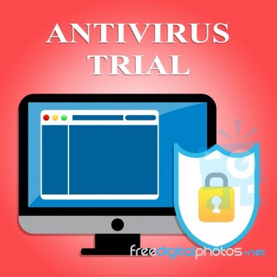 Antivirus Trial Indicates Try Out And Check Stock Image