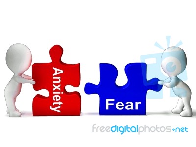 Anxiety Fear Puzzle Means Anxious Or Afraid Stock Image