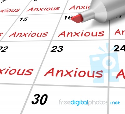 Anxious Calendar Shows Worried Fearful And Concerned Stock Image