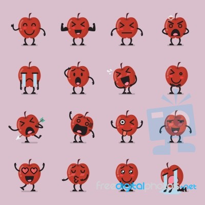 Apple Character Emoji Set Stock Image
