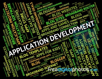 Application Development Representing Success Text And Programs Stock Image