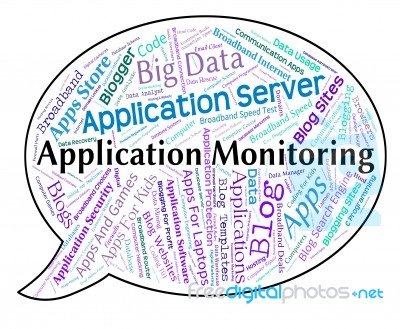 Application Monitoring Shows Words Text And Monitors Stock Image