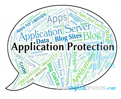 Application Protection Indicates Software Text And Programs Stock Image