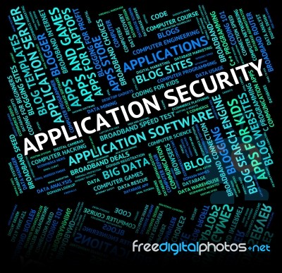 Application Security Indicates Encrypt Secured And Private Stock Image