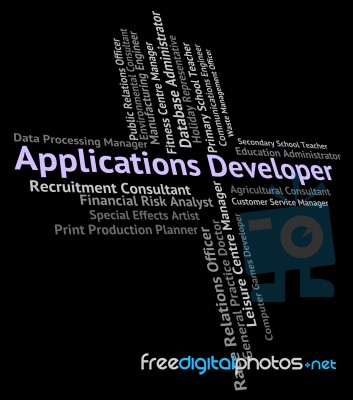 Applications Developer Showing Text Position And Career Stock Image