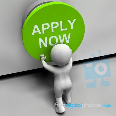 Apply Now Button Shows Job Opening And Application Stock Image