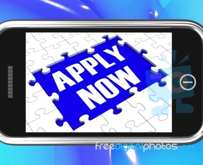 Apply Now On Smartphone Showing Job Applications Stock Image