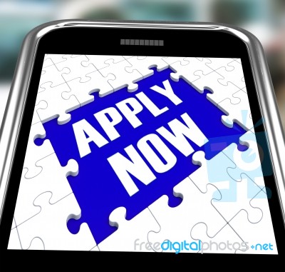 Apply Now On Smartphone Shows Employment Recruitment Stock Image