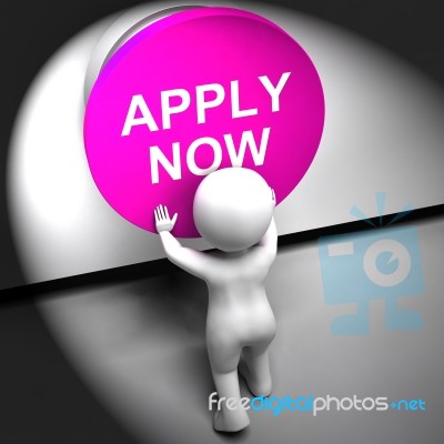 Apply Now Pressed Shows Job Opening And Application Stock Image