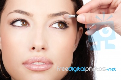 Applying Eyeshadow Stock Photo