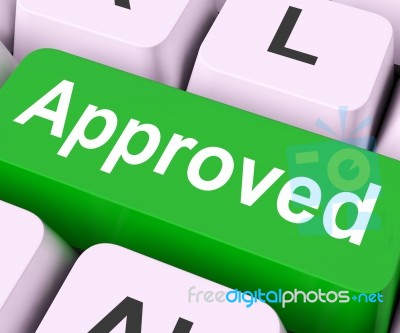 Approved Key Means Accepted Or Sanctioned
 Stock Image