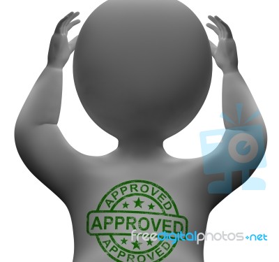 Approved Stamp On Man Showing Quality Excellent Products Stock Image