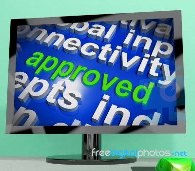 Approved Word Cloud Shows Approved Passed Or Verified Stock Image