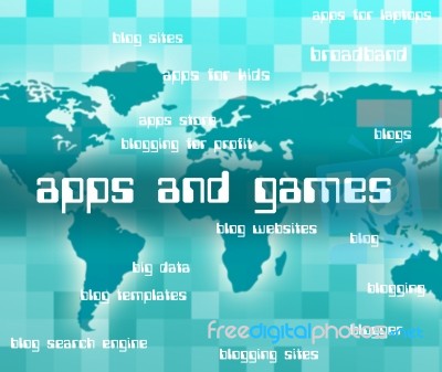 Apps And Games Represents Play Time And Text Stock Image
