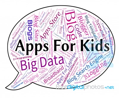 Apps For Kids Represents Application Software And Children Stock Image