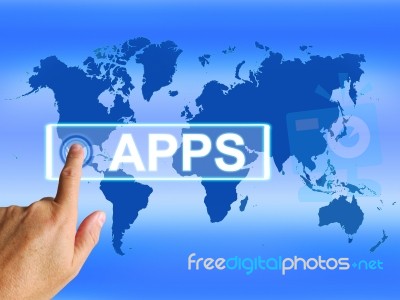 Apps Map Represents Internet And Worldwide Applications Stock Image