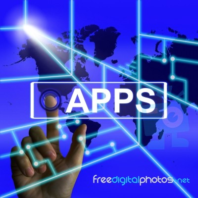 Apps Screen Represents International And Worldwide Applications Stock Image
