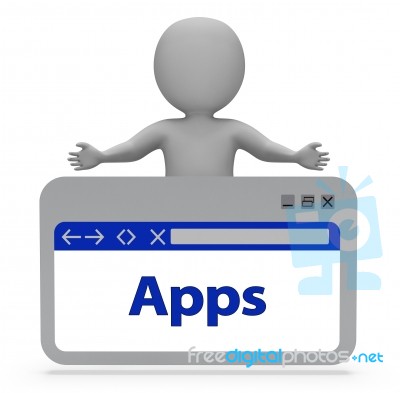 Apps Webpage Means Application Software 3d Rendering Stock Image