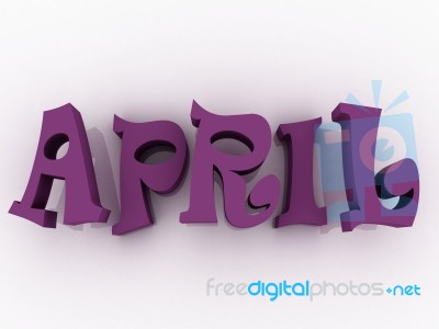 April Sign With Colour. 3d Paper Illustration Stock Image