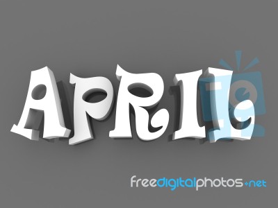 April Sign With Colour Black And White. 3d Paper Illustration Stock Image