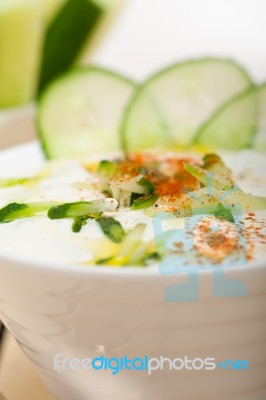 Arab Middle East Goat Yogurt And Cucumber Salad Stock Photo