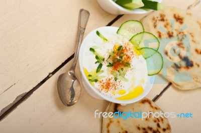 Arab Middle East Goat Yogurt And Cucumber Salad Stock Photo