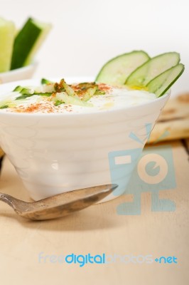 Arab Middle East Goat Yogurt And Cucumber Salad Stock Photo