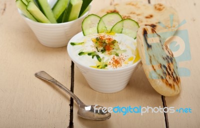 Arab Middle East Goat Yogurt And Cucumber Salad Stock Photo