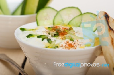 Arab Middle East Goat Yogurt And Cucumber Salad Stock Photo