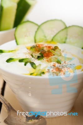 Arab Middle East Goat Yogurt And Cucumber Salad Stock Photo