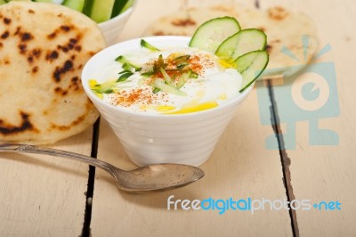 Arab Middle East Goat Yogurt And Cucumber Salad Stock Photo