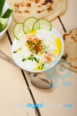 Arab Middle East Goat Yogurt And Cucumber Salad Stock Photo