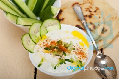 Arab Middle East Goat Yogurt And Cucumber Salad Stock Photo