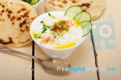 Arab Middle East Goat Yogurt And Cucumber Salad Stock Photo