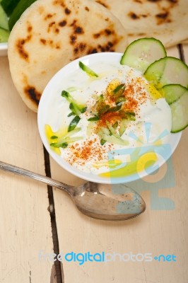 Arab Middle East Goat Yogurt And Cucumber Salad Stock Photo