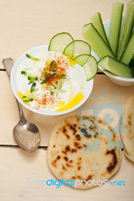 Arab Middle East Goat Yogurt And Cucumber Salad Stock Photo