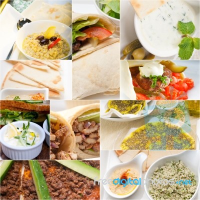 Arab Middle Eastern Food Collage Stock Photo