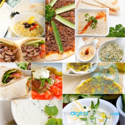 Arab Middle Eastern Food Collage Stock Photo