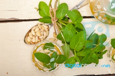 Arab Traditional Mint And Pine Nuts Tea Stock Photo Arab Traditional Mint And Pine Nuts Tea Stock Photo