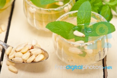 Arab Traditional Mint And Pine Nuts Tea Stock Photo Arab Traditional Mint And Pine Nuts Tea Stock Photo