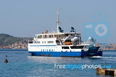 Arbatax Car Ferry Leaving Palau Sardinia Stock Photo