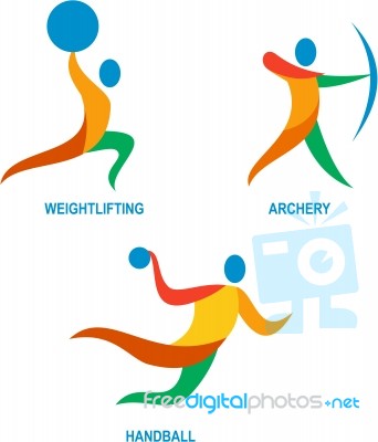 Archery Weightlifting Handball Icon Stock Image